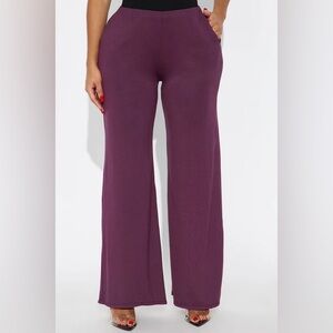 Samaya Plum Jersey Wide Leg Pants NEW 🏷️